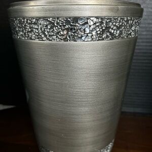 Pewter wastebasket